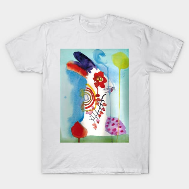 Watercolor Portrait of a Funny Bunny T-Shirt by Rita Winkler